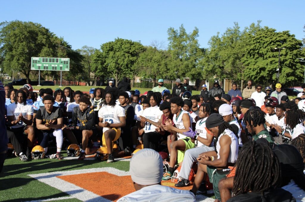 Chicago offensive and defensive linemen competing at the 2026 IHSA Combines